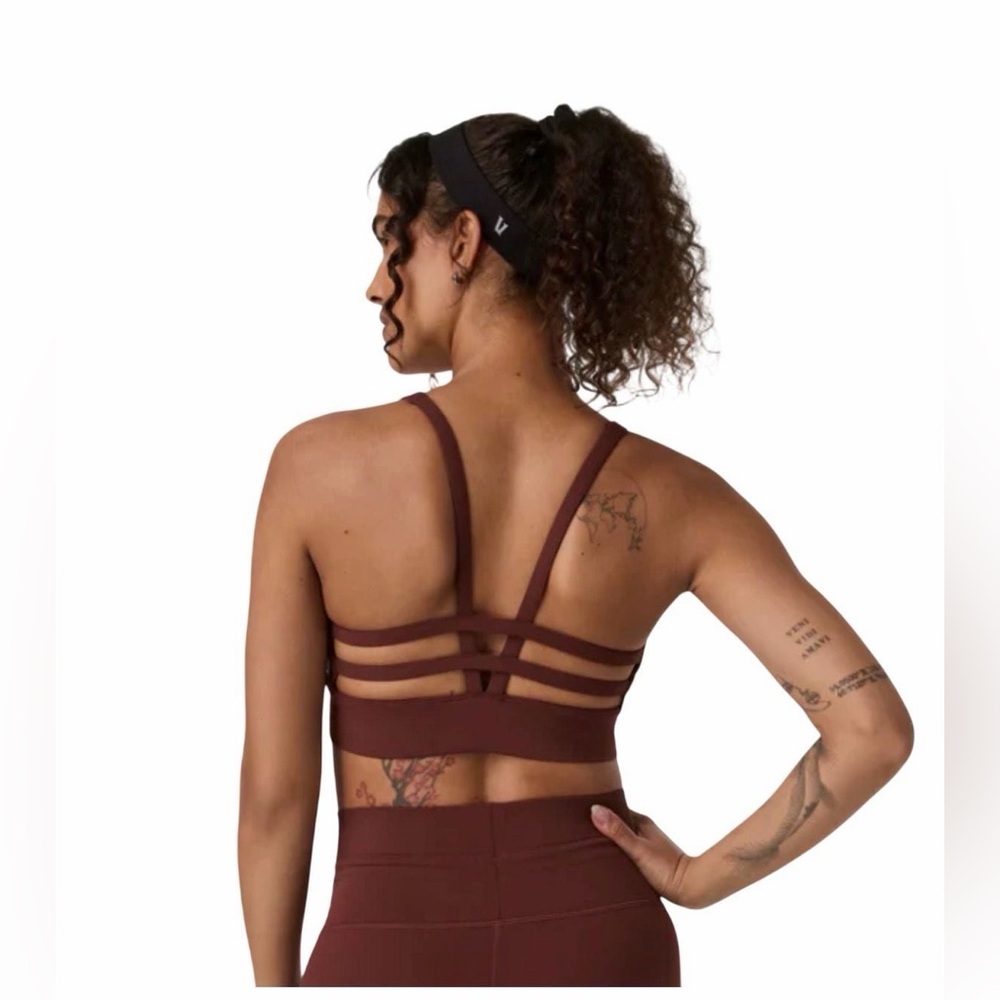 VUORI XL Yosemite Sports Bra Brown Strappy Back Athletic Bra Top EUC